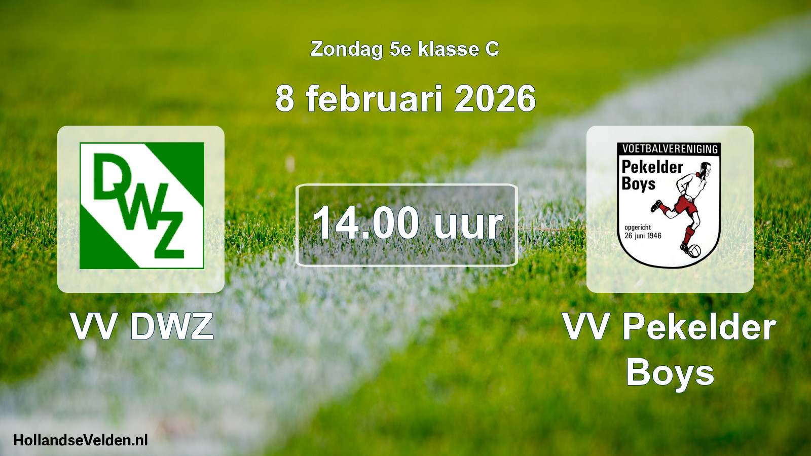 Geplande wedstrijd: VV DWZ - VV Pekelder Boys (8 februari 2026)