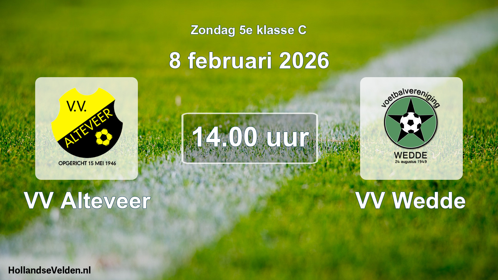 Geplande wedstrijd: VV Alteveer - VV Wedde (8 februari 2026)