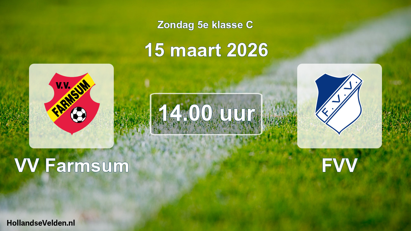 Geplande wedstrijd: VV Farmsum - FVV (15 maart 2026)