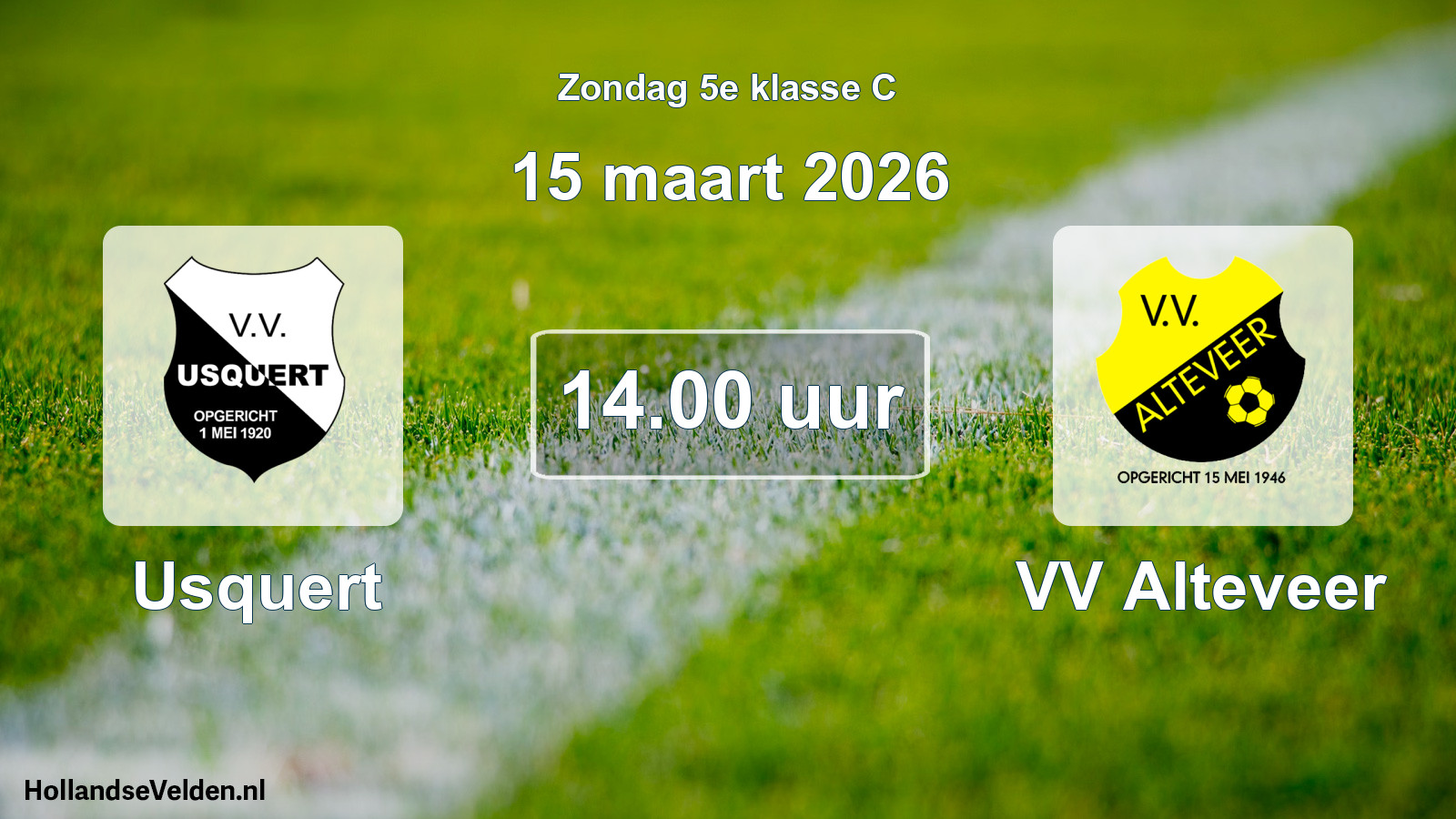 Geplande wedstrijd: Usquert - VV Alteveer (15 maart 2026)