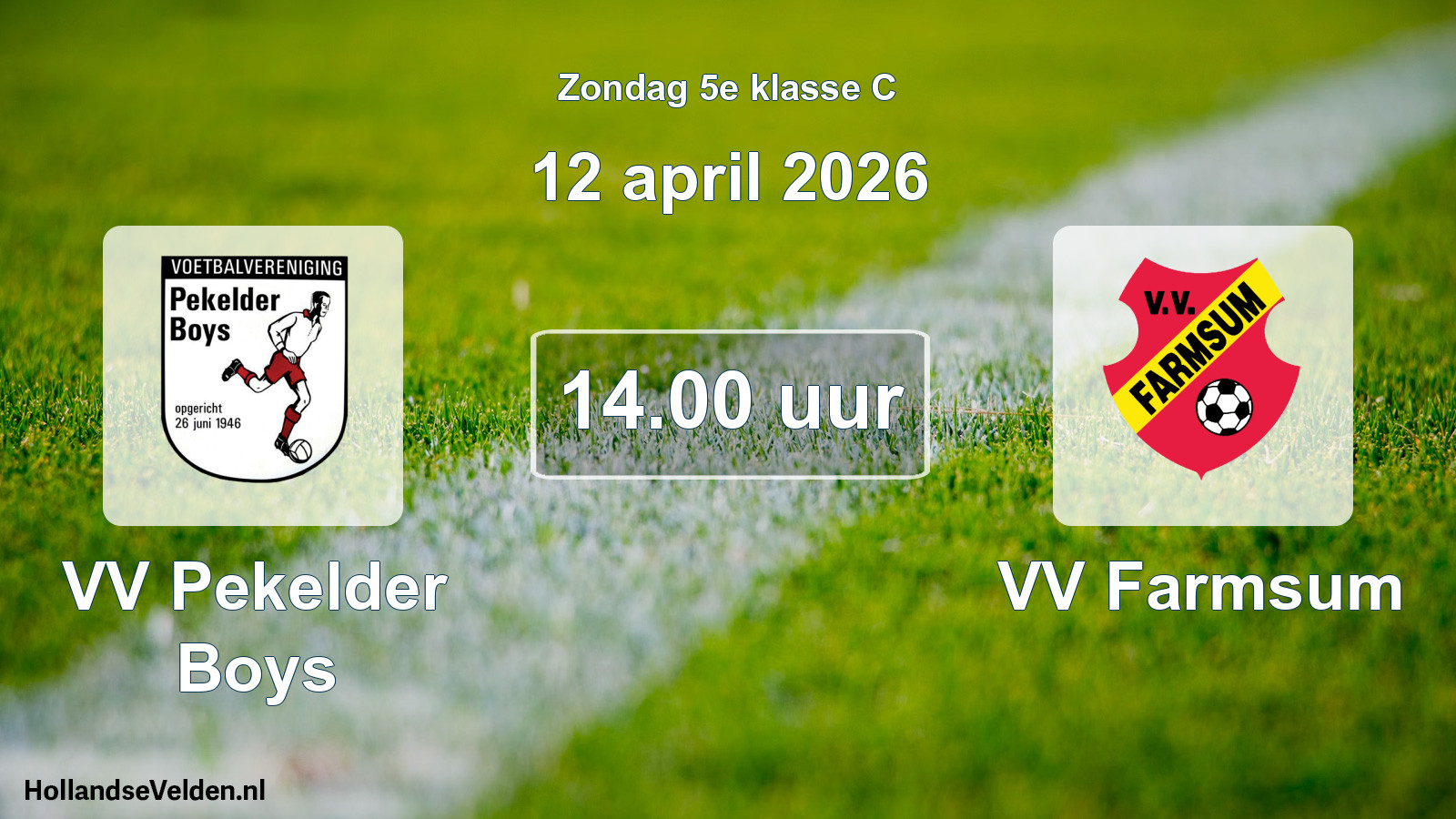 Geplande wedstrijd: VV Pekelder Boys - VV Farmsum (12 april 2026)