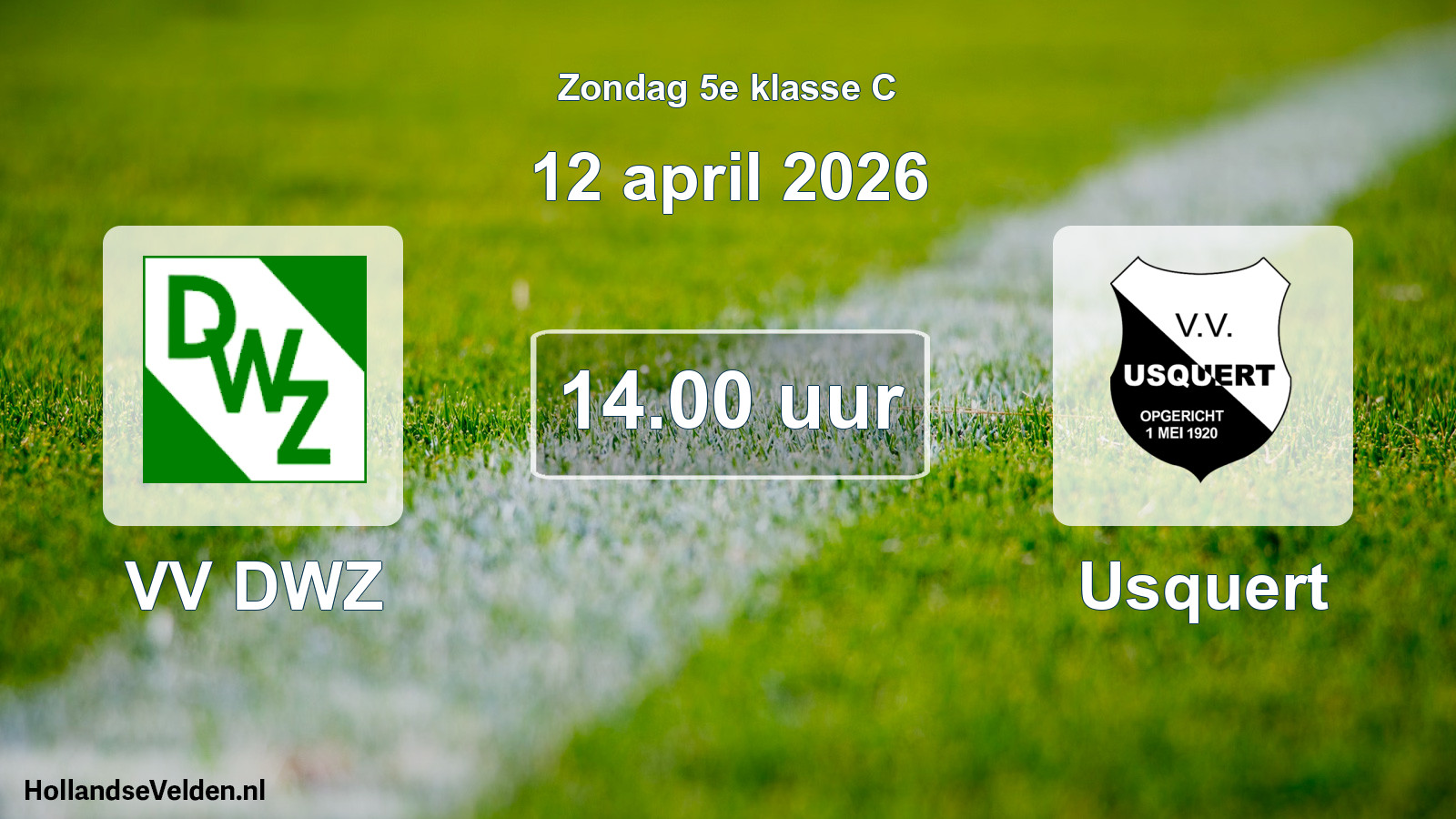 Geplande wedstrijd: VV DWZ - Usquert (12 april 2026)