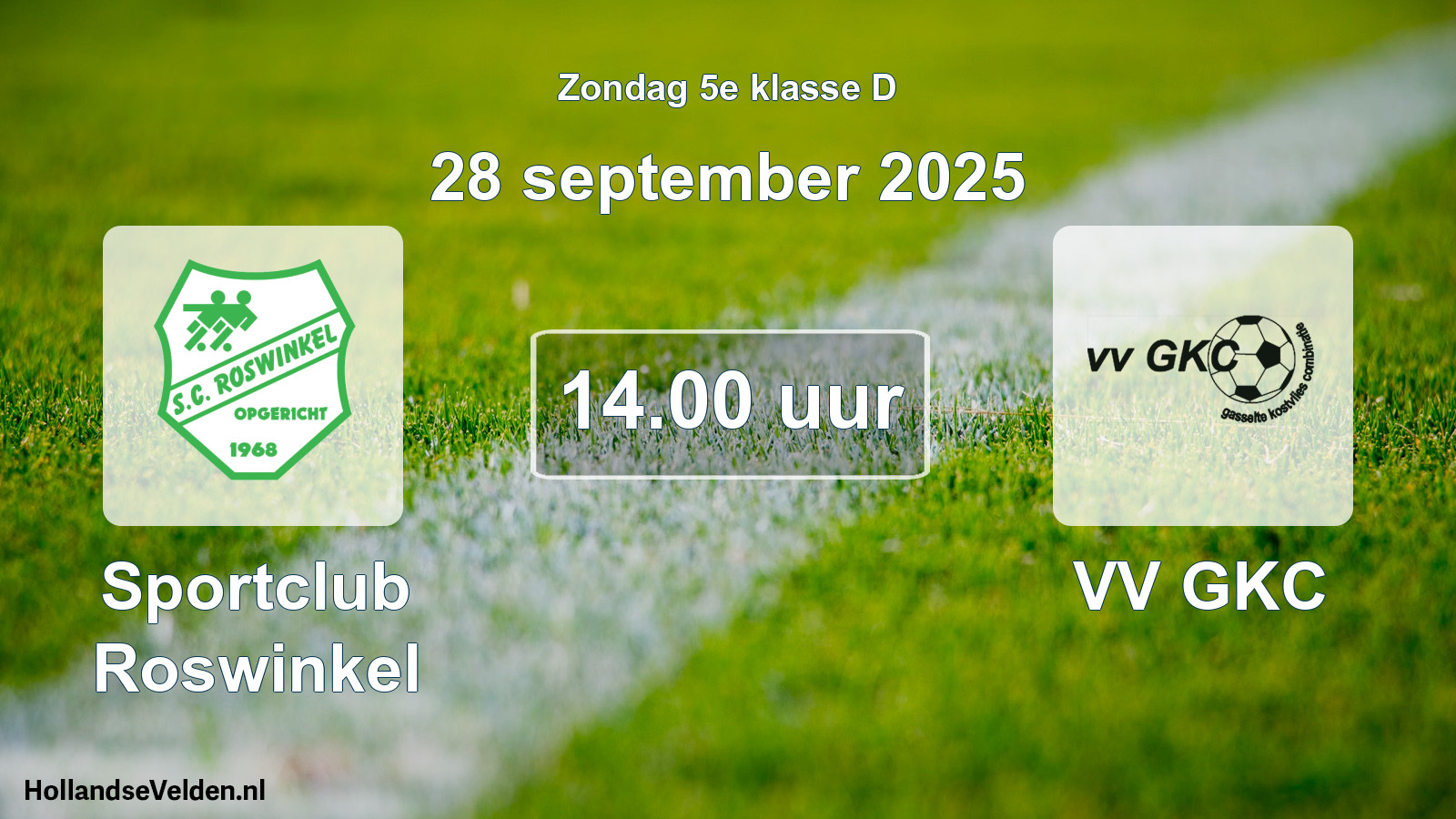 Scheduled Match: Sportclub Roswinkel - VV GKC (28 September 2025)
