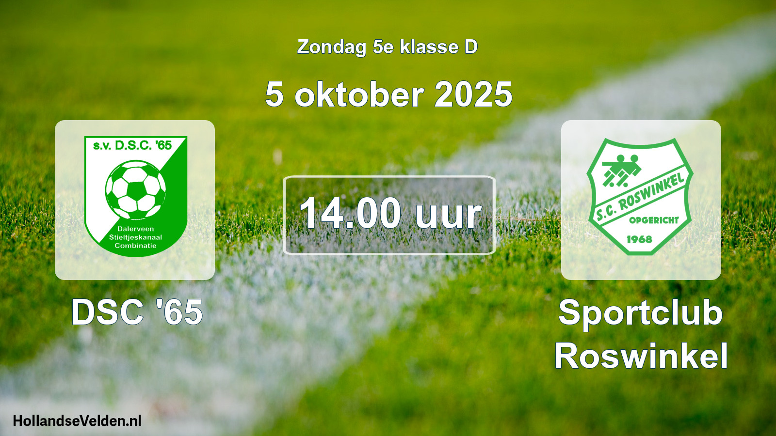 Geplande wedstrijd: DSC '65 - Sportclub Roswinkel (5 oktober 2025)