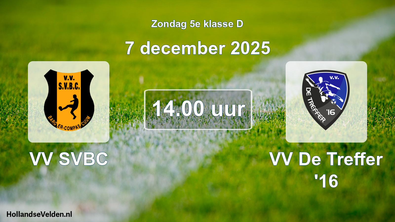 Geplande wedstrijd: VV SVBC - VV De Treffer '16 (7 december 2025)
