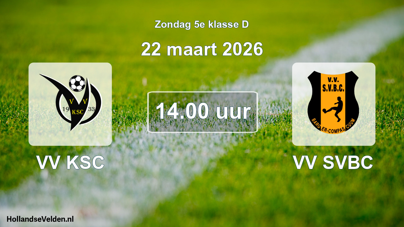 Geplande wedstrijd: VV KSC - VV SVBC (22 maart 2026)