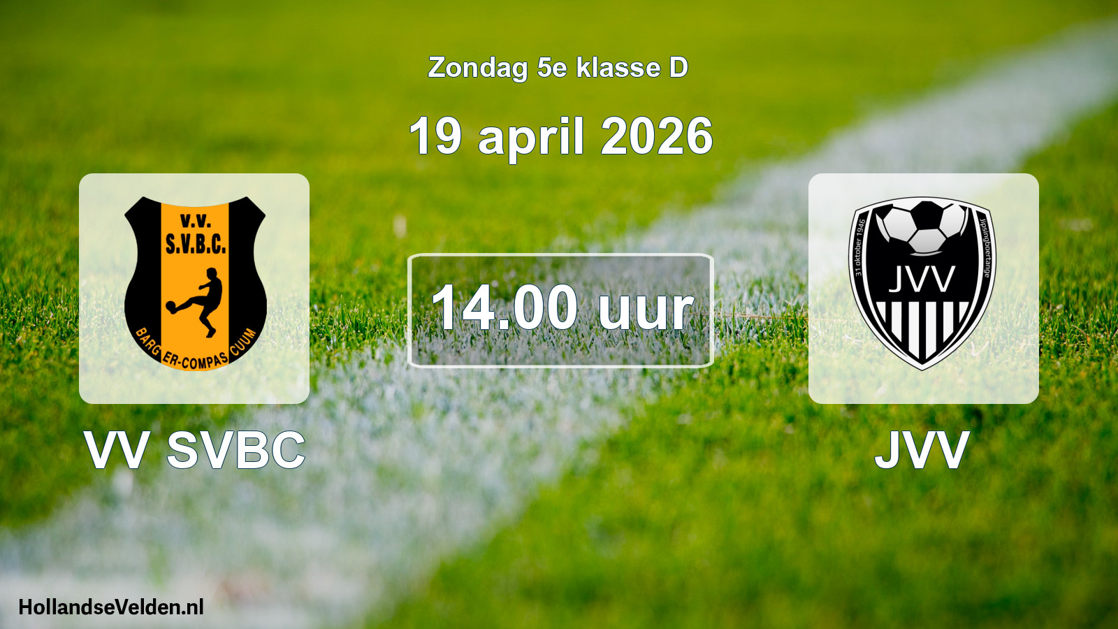 Geplande wedstrijd: VV SVBC - JVV (19 april 2026)