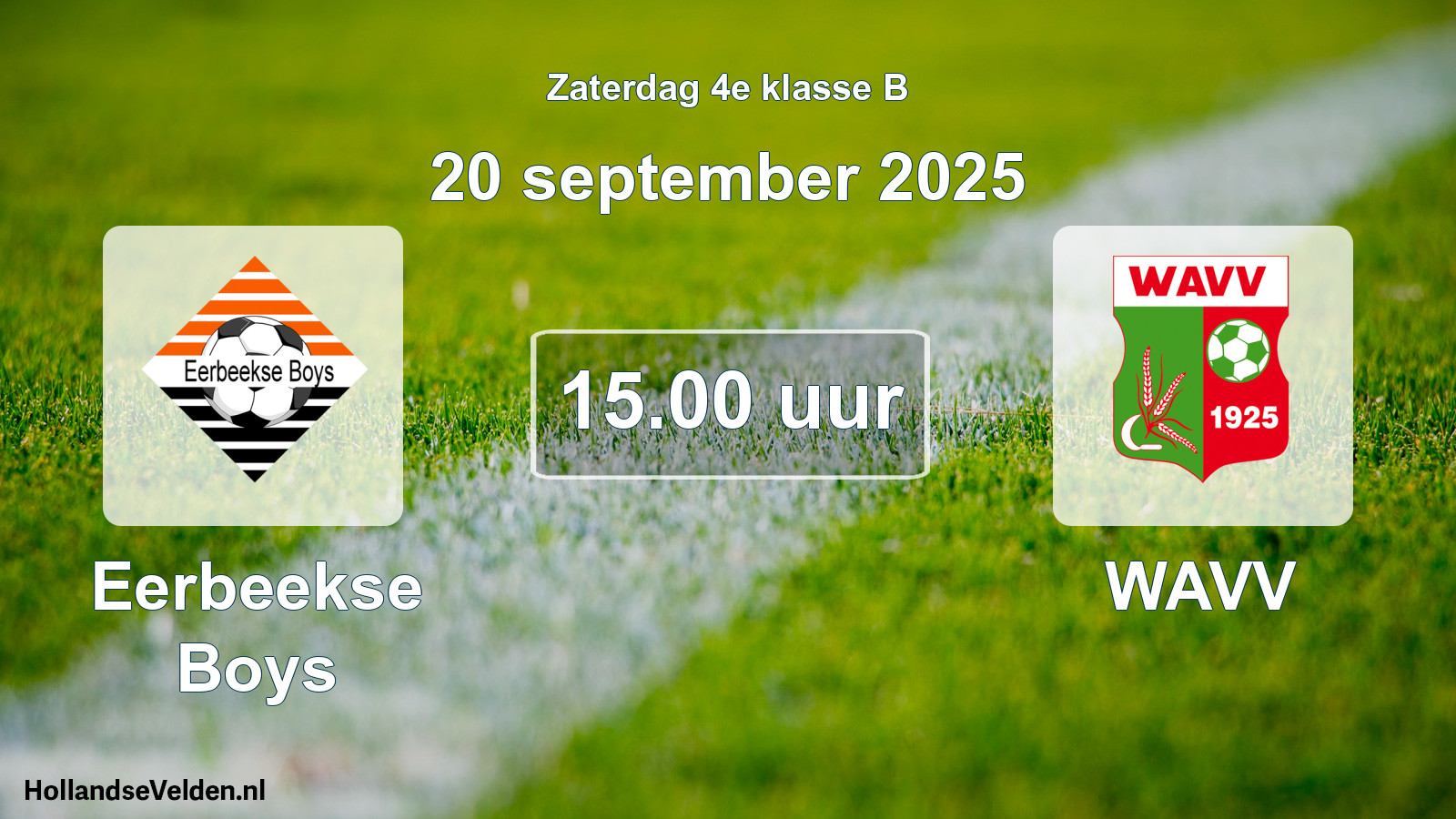 Geplande wedstrijd: Eerbeekse Boys - WAVV (20 september 2025)