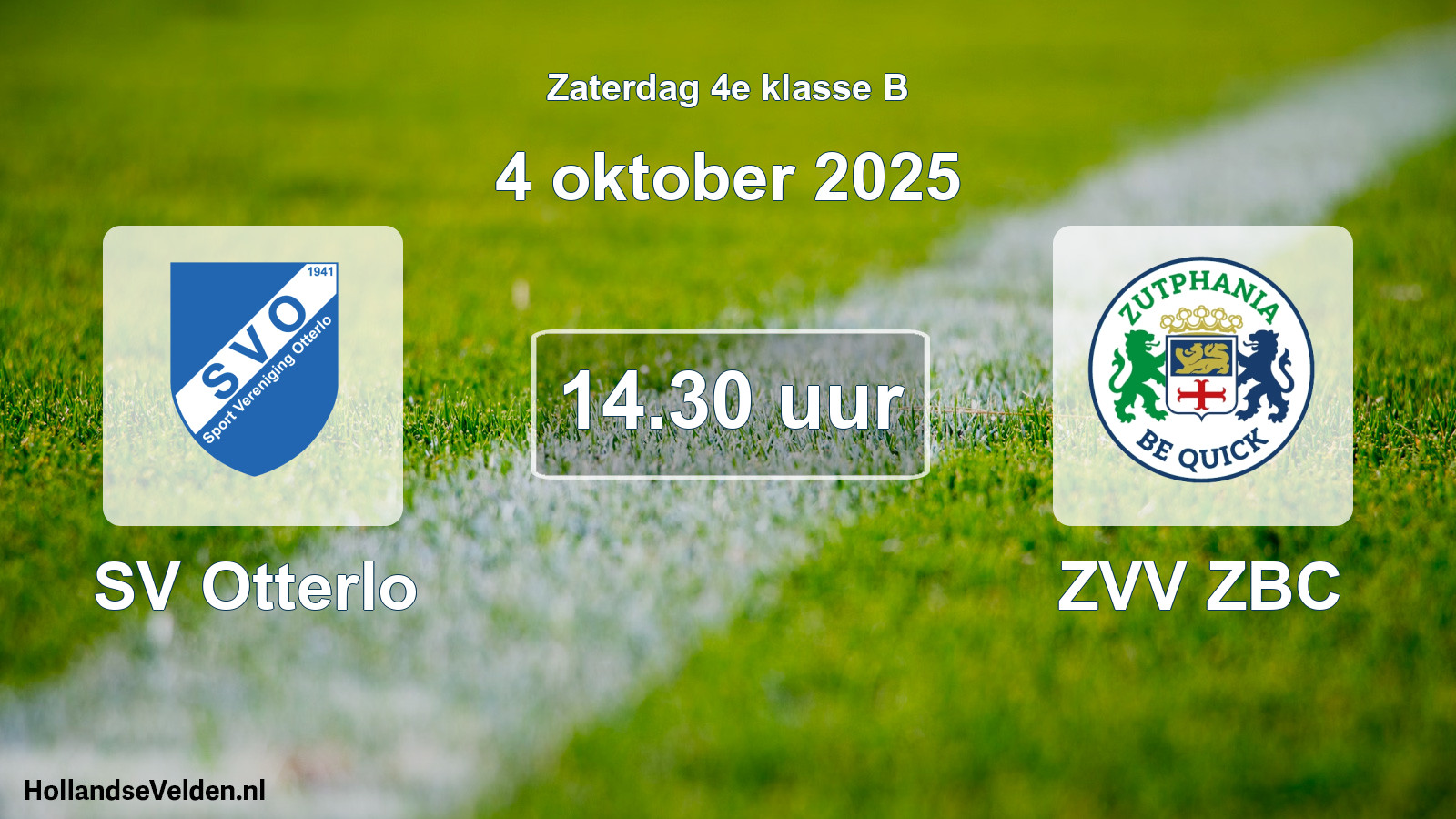 Geplande wedstrijd: SV Otterlo - ZVV ZBC (4 oktober 2025)