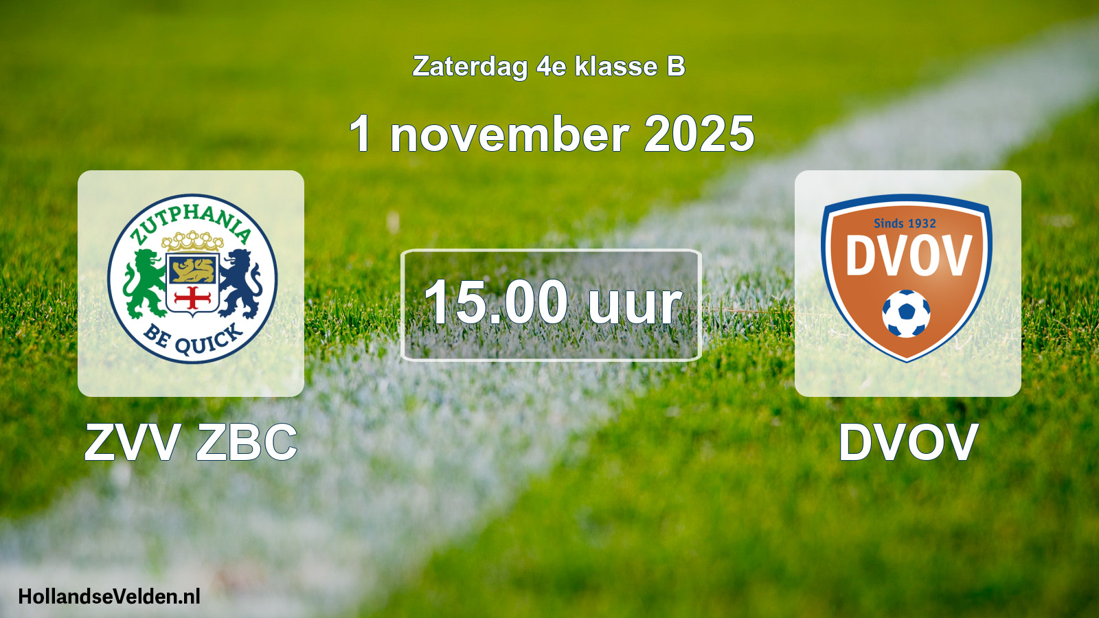Geplande wedstrijd: ZVV ZBC - DVOV (1 november 2025)