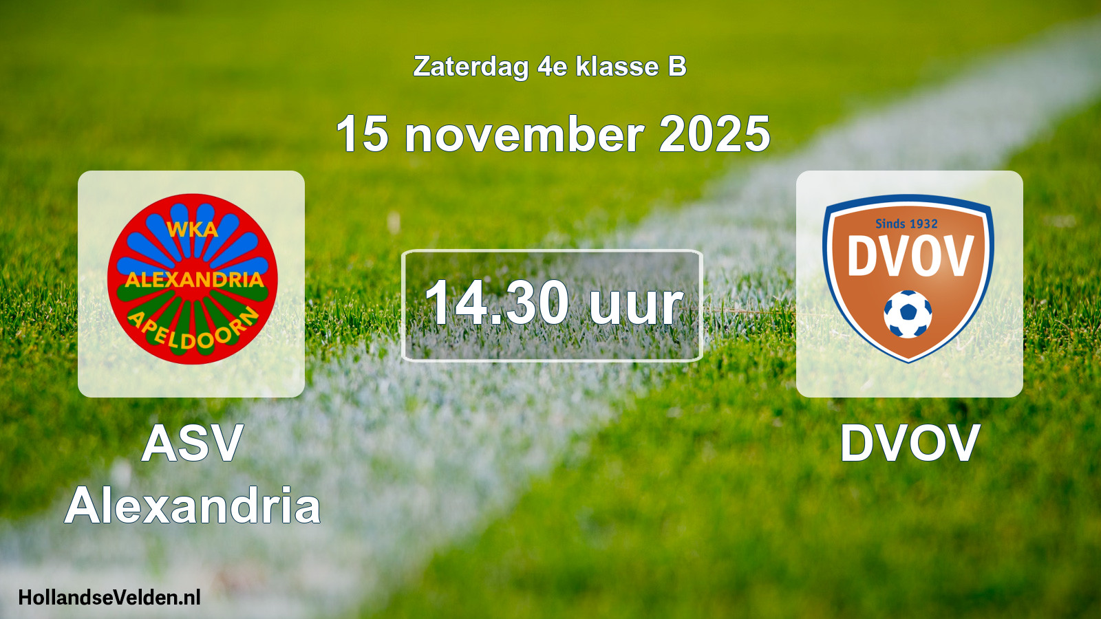 Geplande wedstrijd: ASV Alexandria - DVOV (15 november 2025)