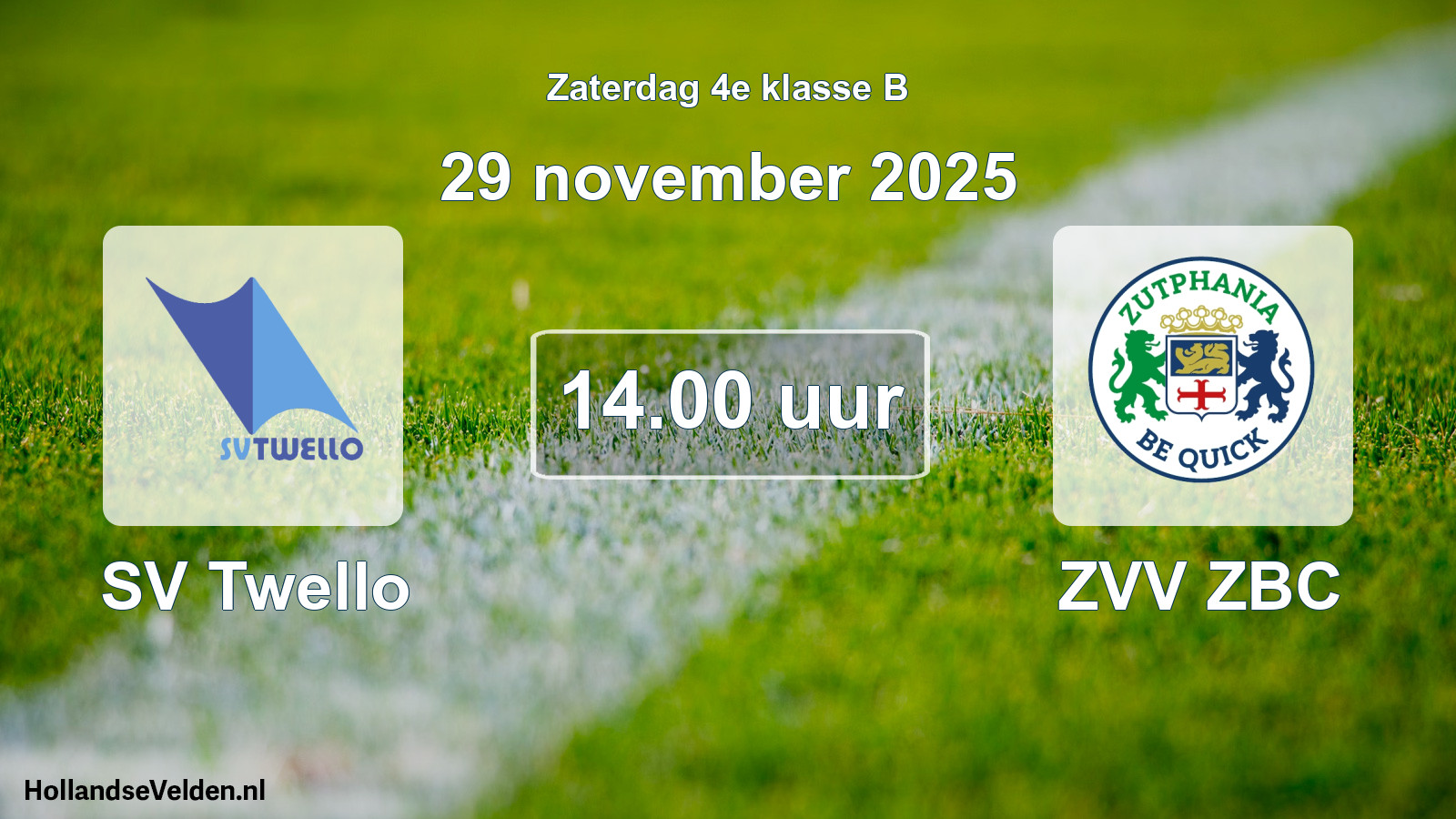Geplande wedstrijd: SV Twello - ZVV ZBC (29 november 2025)