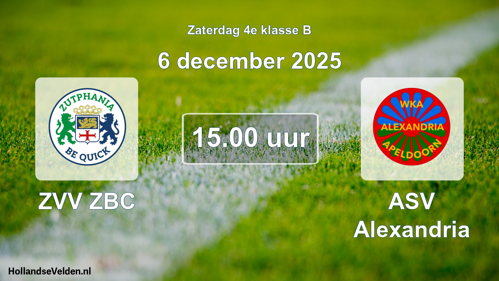 Geplande wedstrijd: ZVV ZBC - ASV Alexandria (6 december 2025)