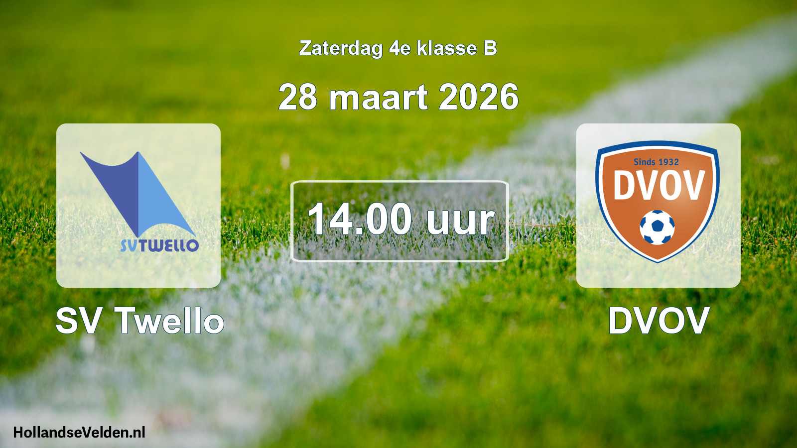 Geplande wedstrijd: SV Twello - DVOV (28 maart 2026)