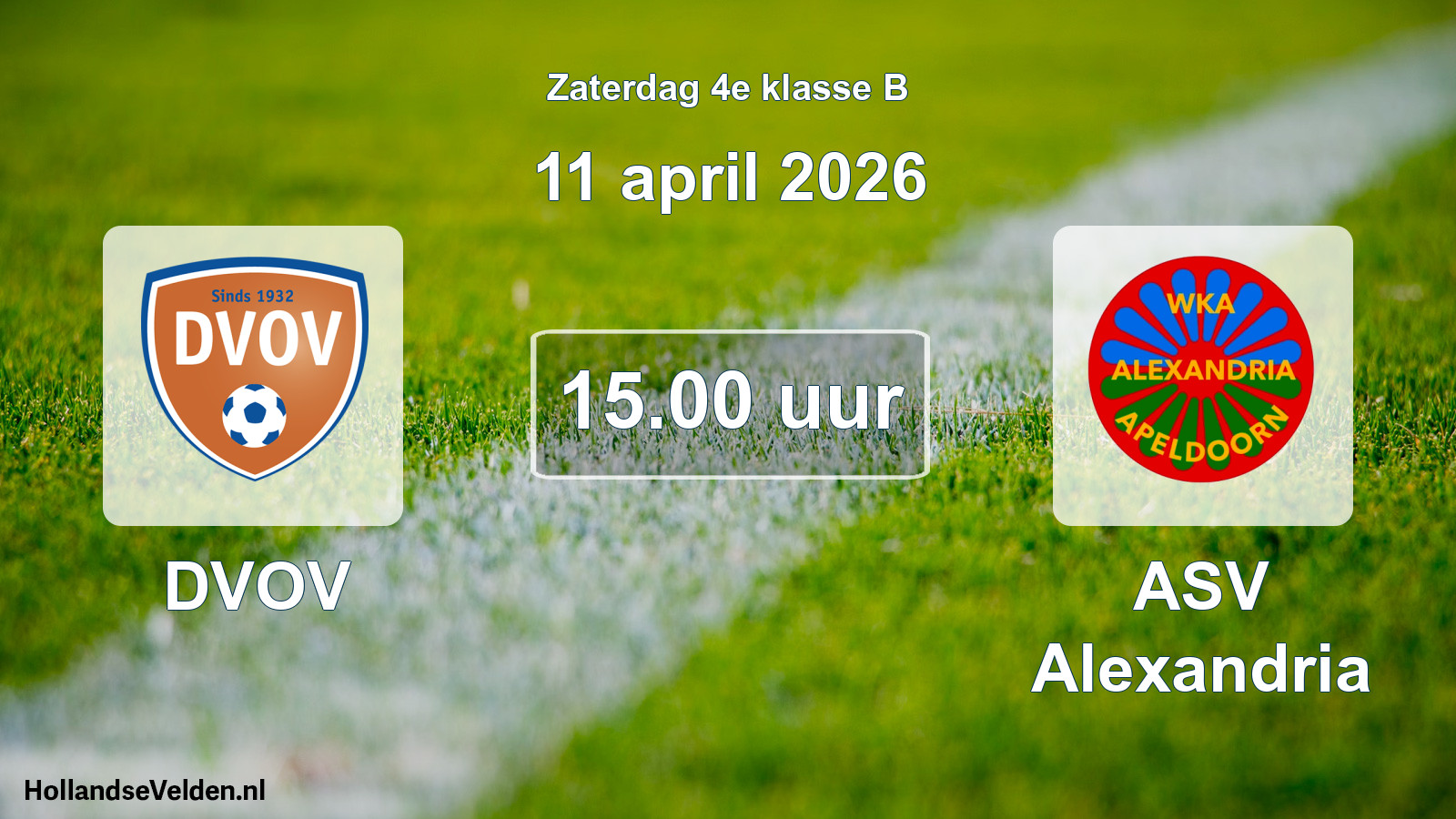 Geplande wedstrijd: DVOV - ASV Alexandria (11 april 2026)