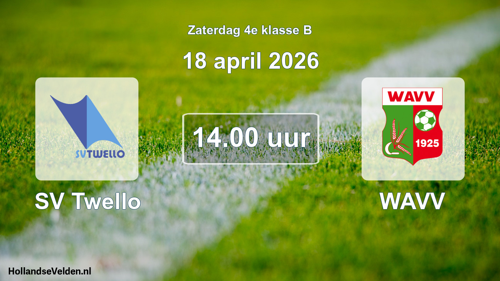 Geplande wedstrijd: SV Twello - WAVV (18 april 2026)