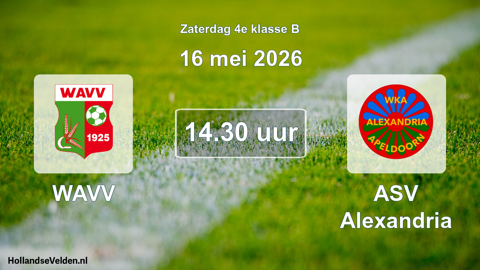Geplande wedstrijd: WAVV - ASV Alexandria (16 mei 2026)