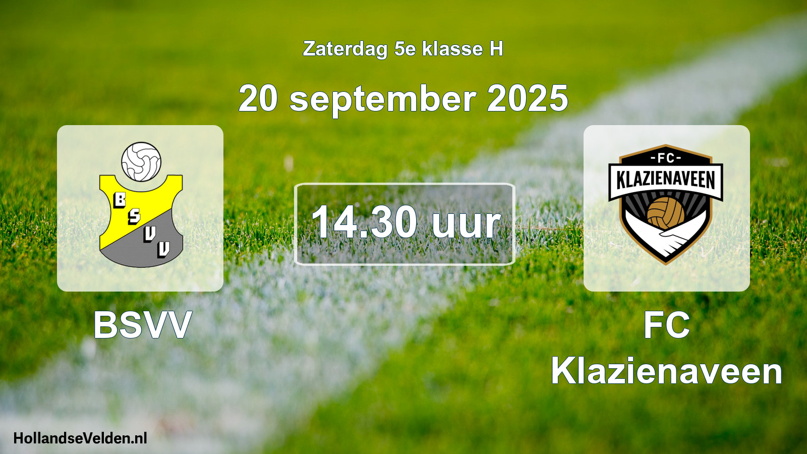 Geplande wedstrijd: BSVV - FC Klazienaveen (20 september 2025)