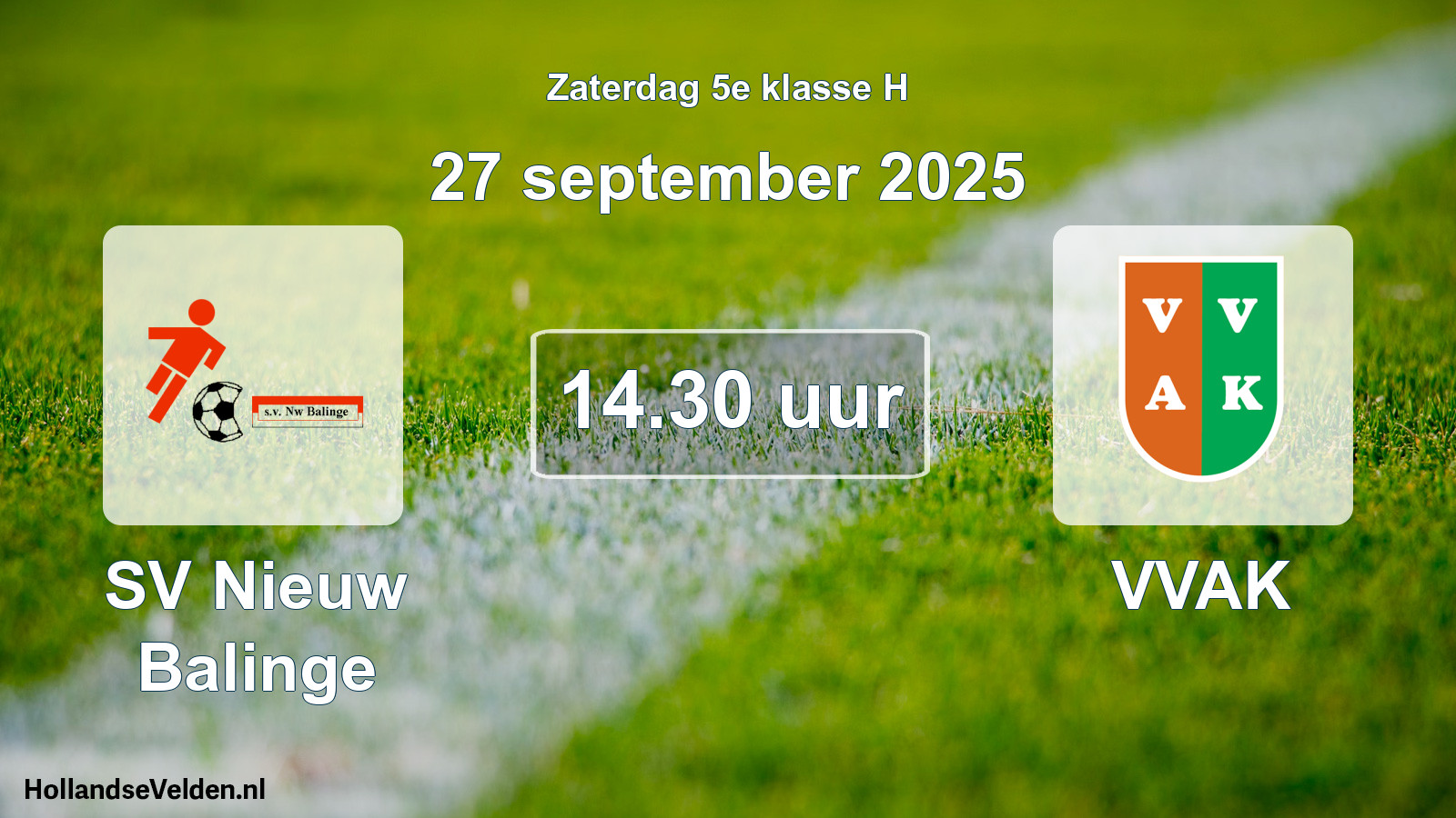 Scheduled Match: SV Nieuw Balinge - VVAK (27 September 2025)