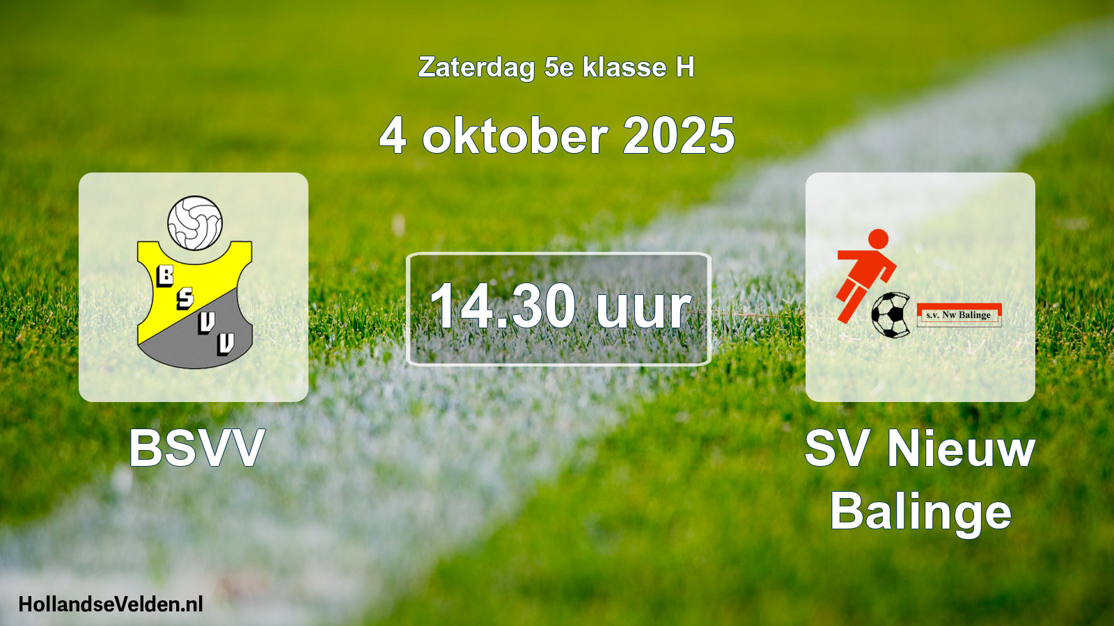 Scheduled Match: BSVV - SV Nieuw Balinge (4 October 2025)