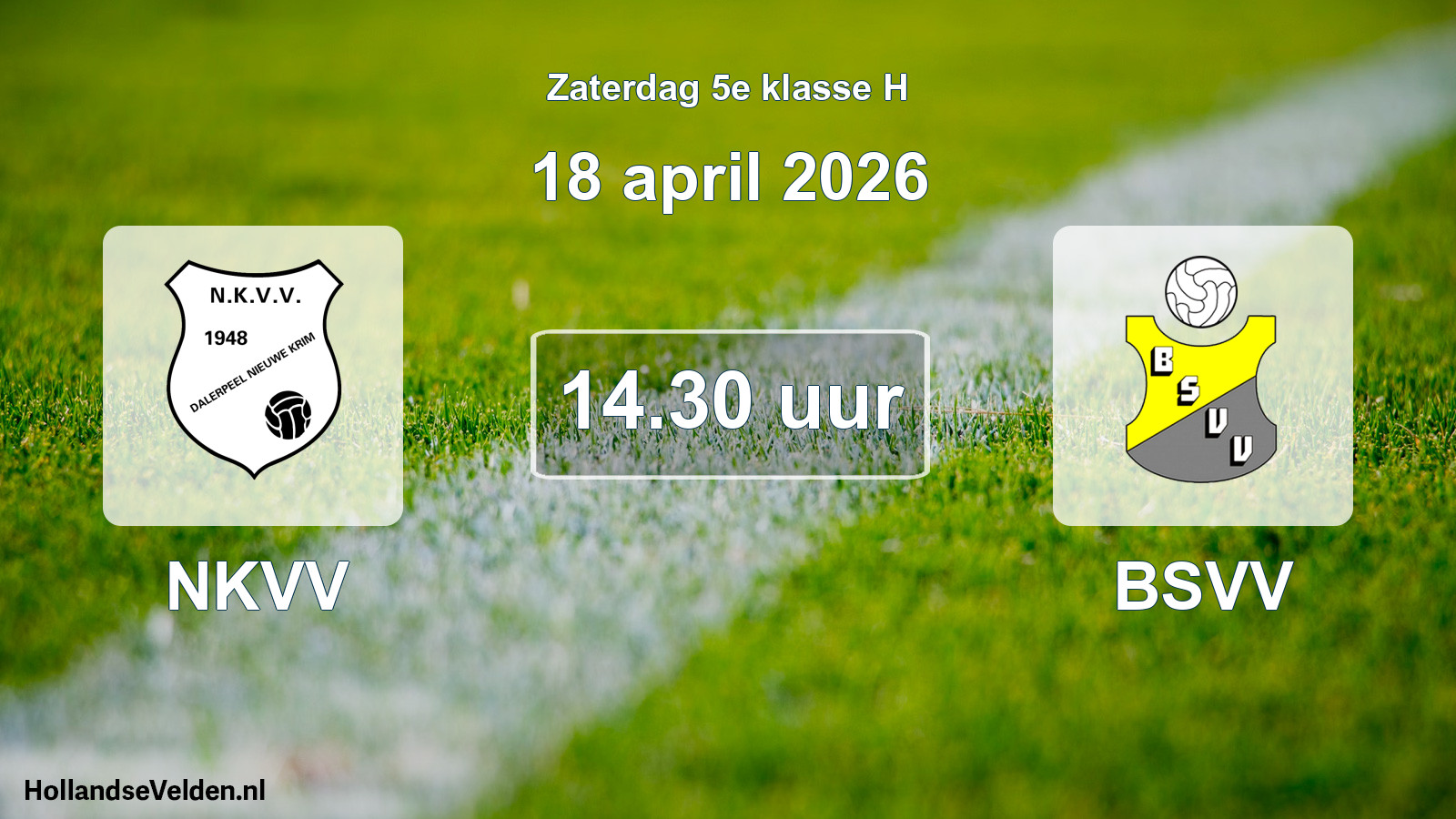 Geplande wedstrijd: NKVV - BSVV (18 april 2026)