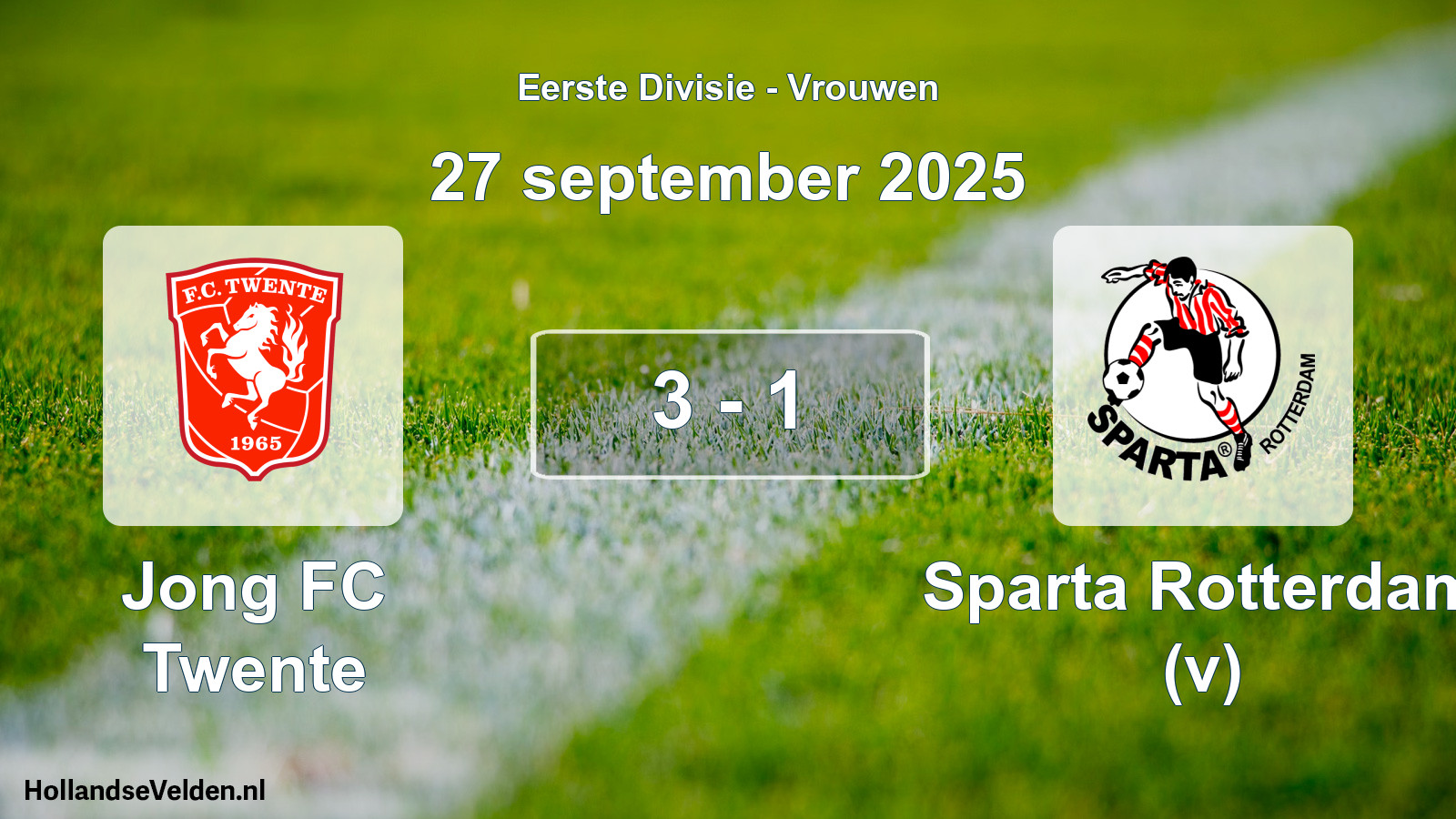 Played match: Jong FC Twente - Sparta Rotterdam (v) 3 - 1 (27 September 2025)