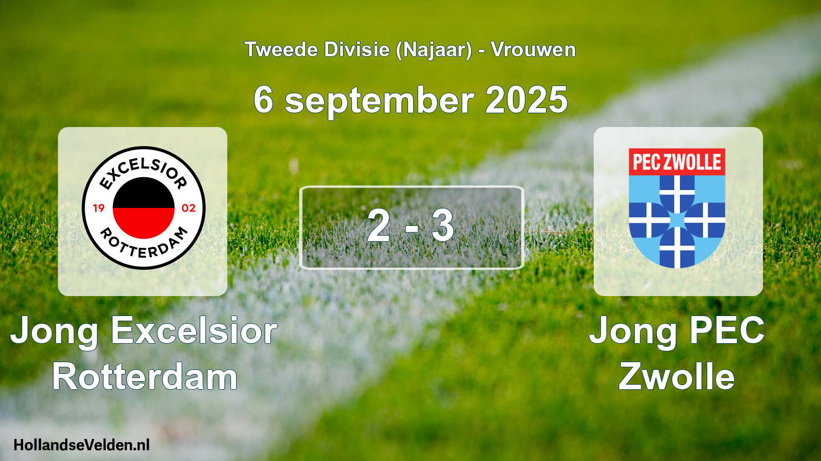 Played match: Jong Excelsior Rotterdam - Jong PEC Zwolle 2 - 3 (6 September 2025)