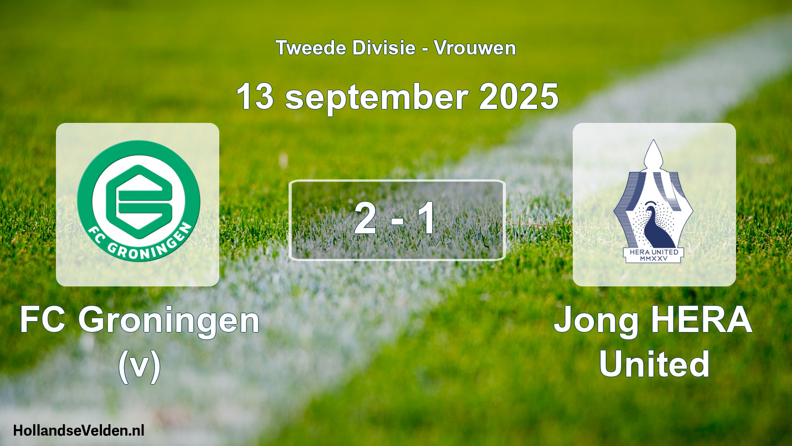 Gespeelde wedstrijd: FC Groningen (v) - Jong HERA United 2 - 1 (13 september 2025)