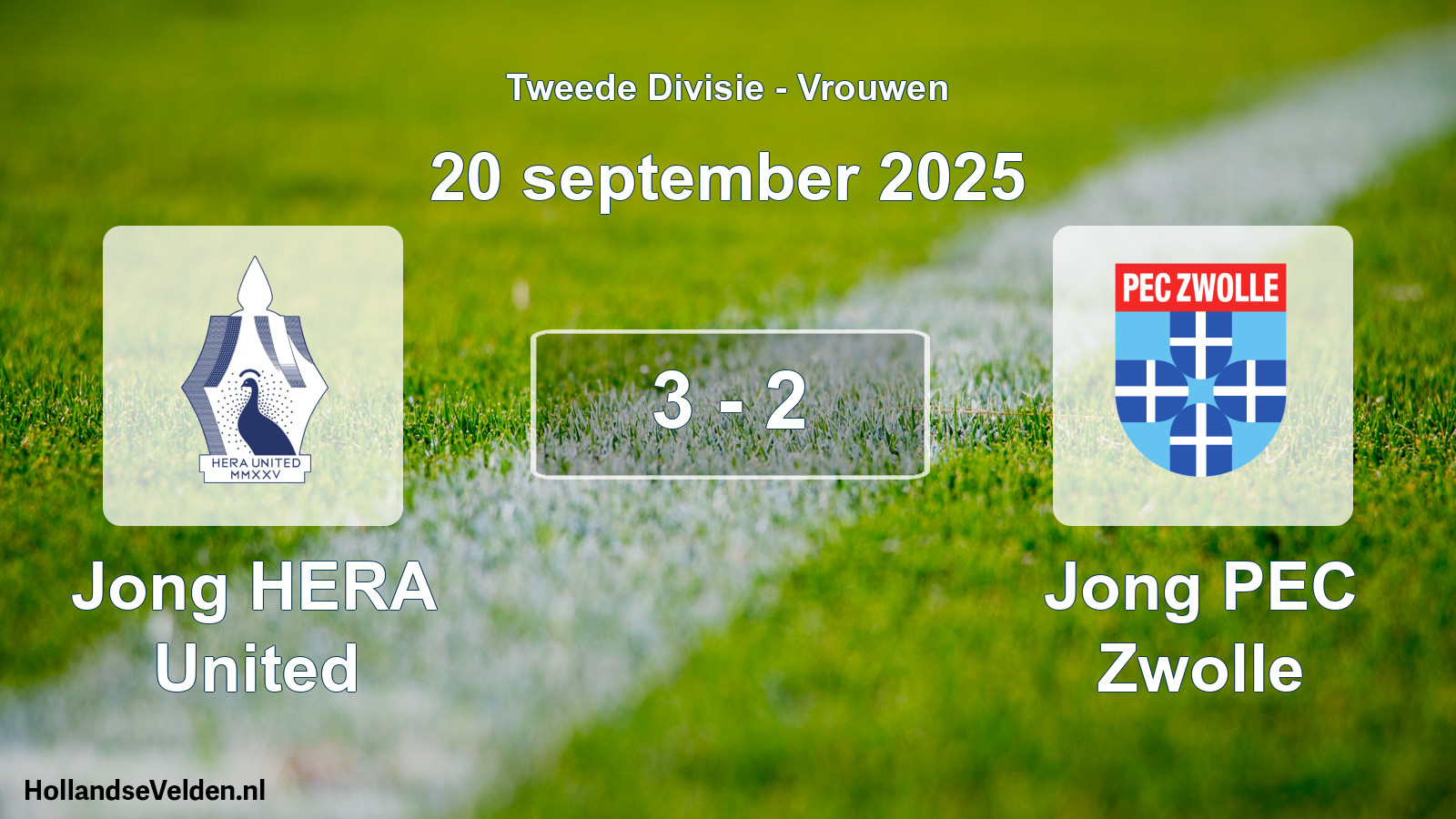 Gespeelde wedstrijd: Jong HERA United - Jong PEC Zwolle 3 - 2 (20 september 2025)