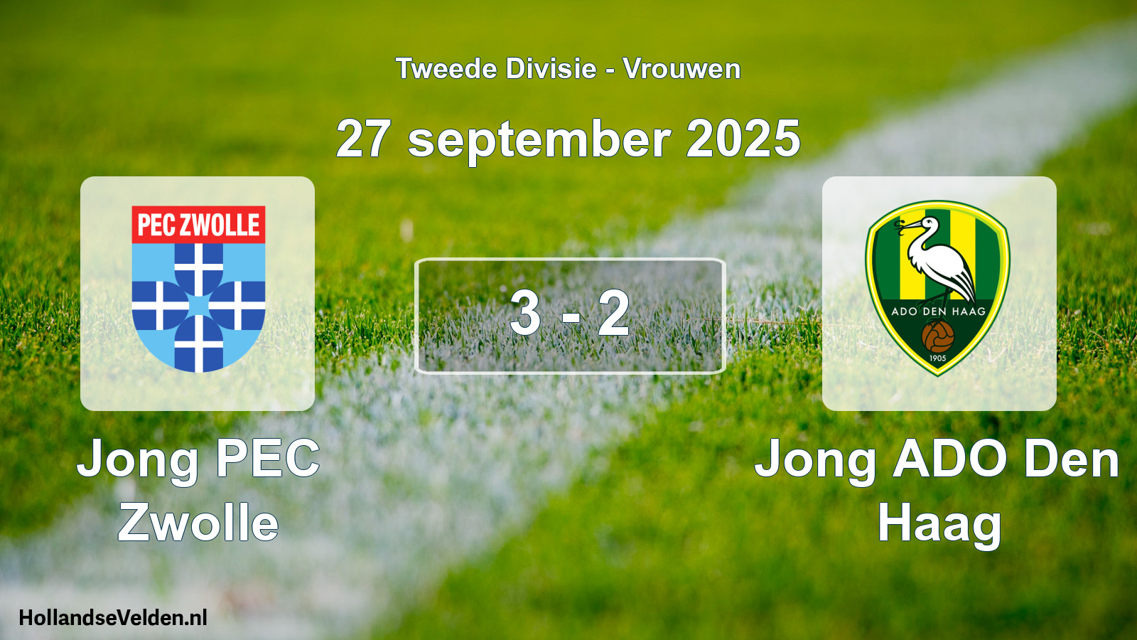 Gespeelde wedstrijd: Jong PEC Zwolle - Jong ADO Den Haag 3 - 2 (27 september 2025)