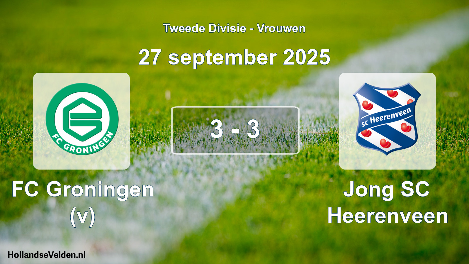 Gespeelde wedstrijd: FC Groningen (v) - Jong SC Heerenveen 3 - 3 (27 september 2025)