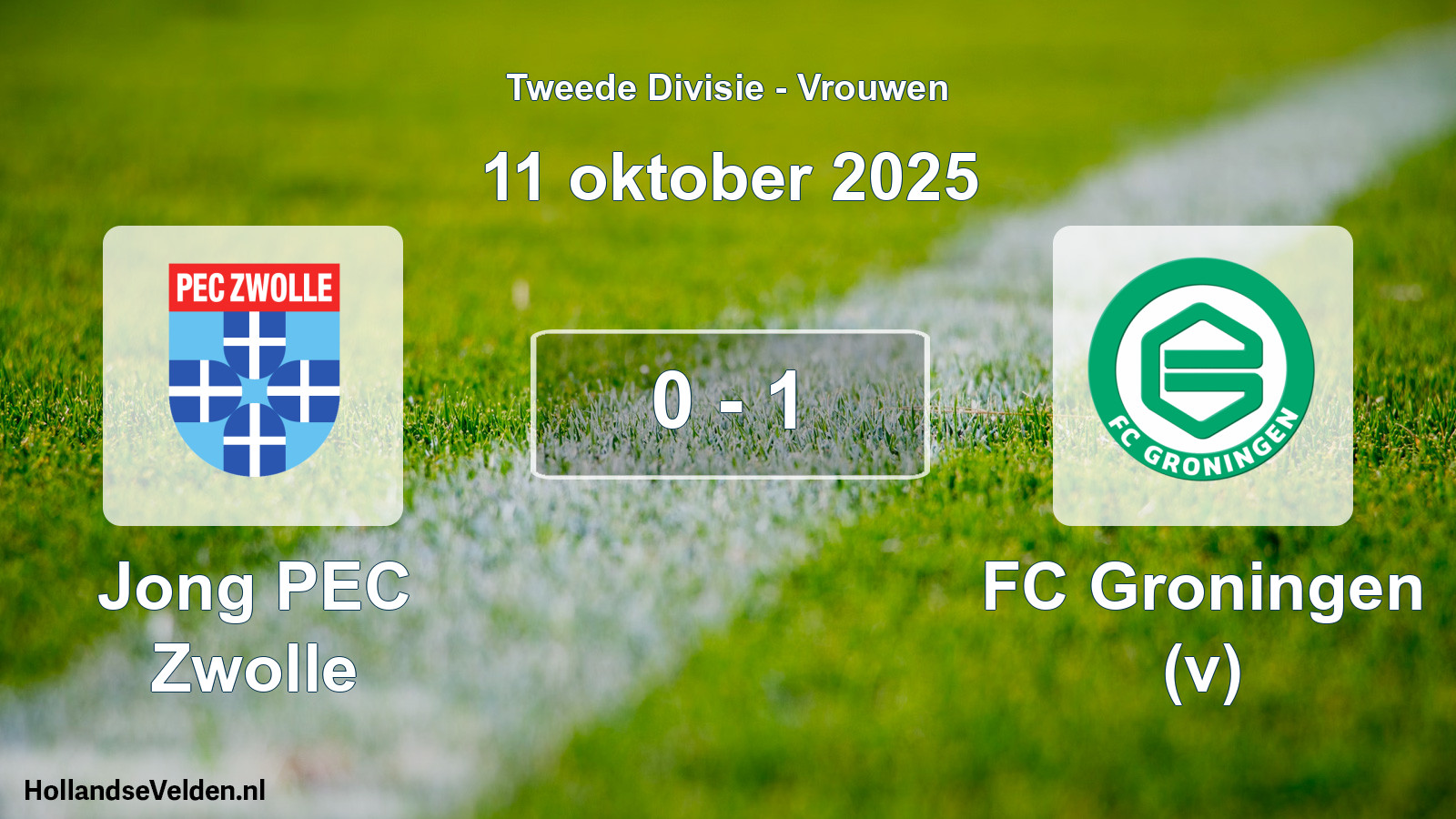 Gespeelde wedstrijd: Jong PEC Zwolle - FC Groningen (v) 0 - 1 (11 oktober 2025)