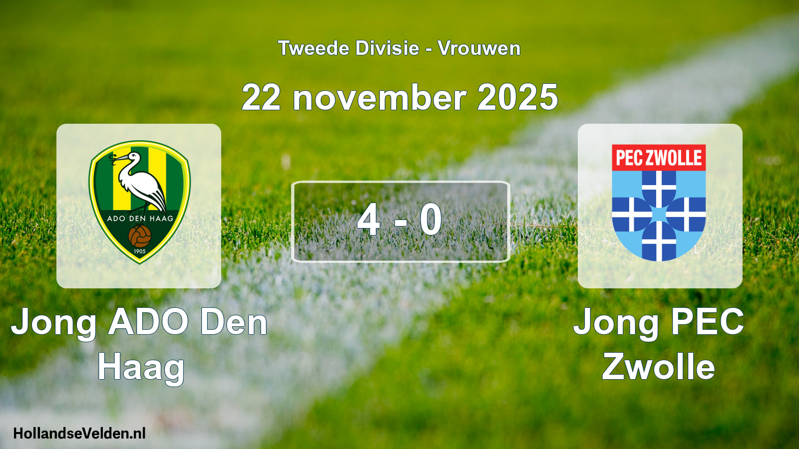 Gespeelde wedstrijd: Jong ADO Den Haag - Jong PEC Zwolle 4 - 0 (22 november 2025)