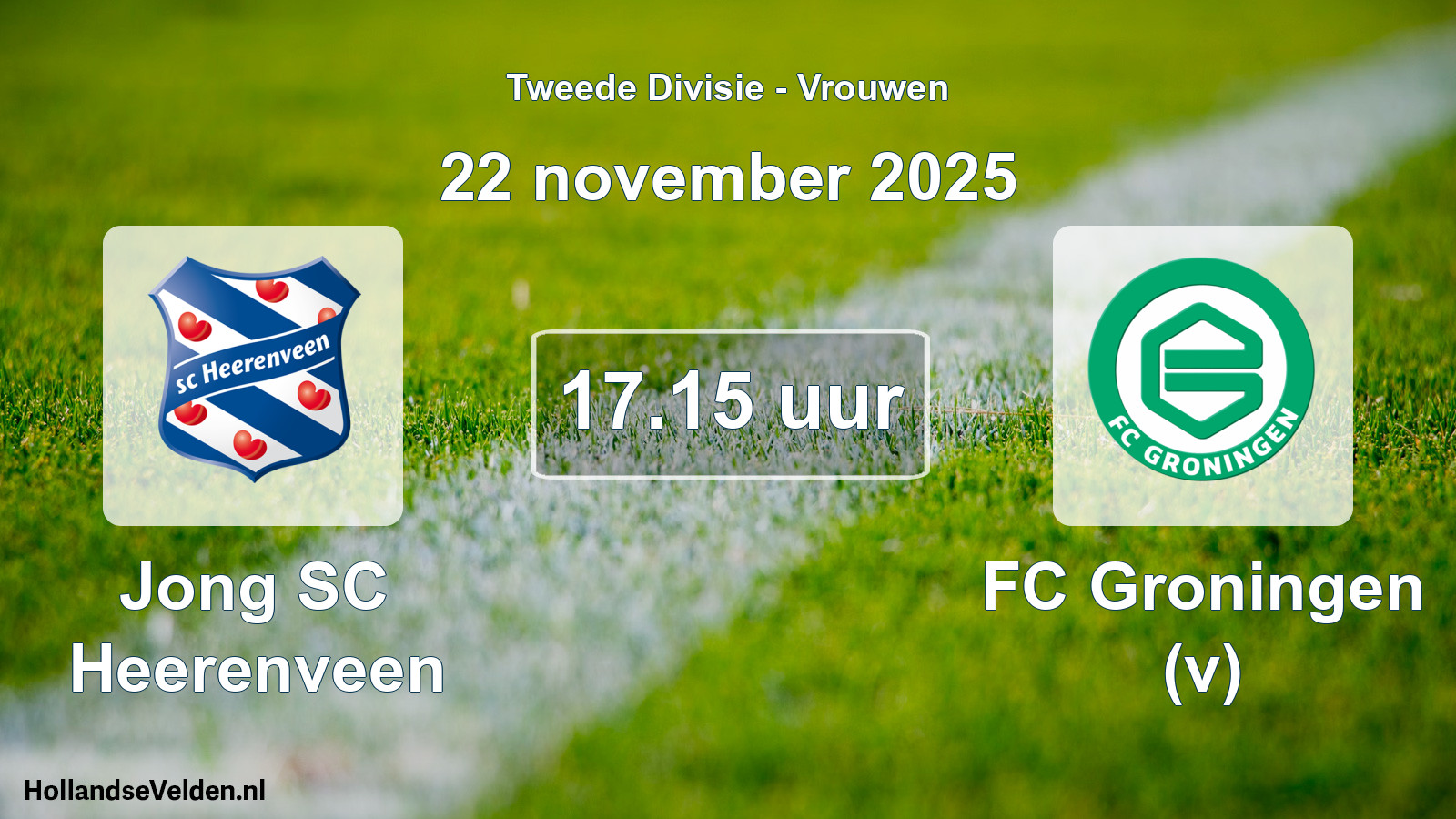 Geplande wedstrijd: Jong SC Heerenveen - FC Groningen (v) (22 november 2025)