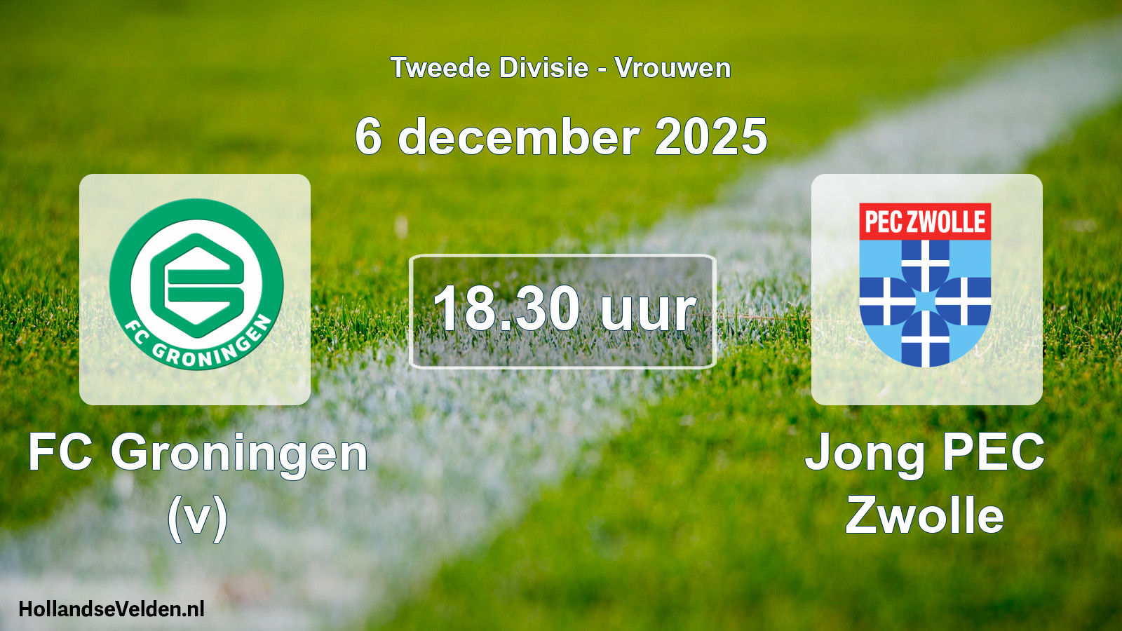 Geplande wedstrijd: FC Groningen (v) - Jong PEC Zwolle (6 december 2025)
