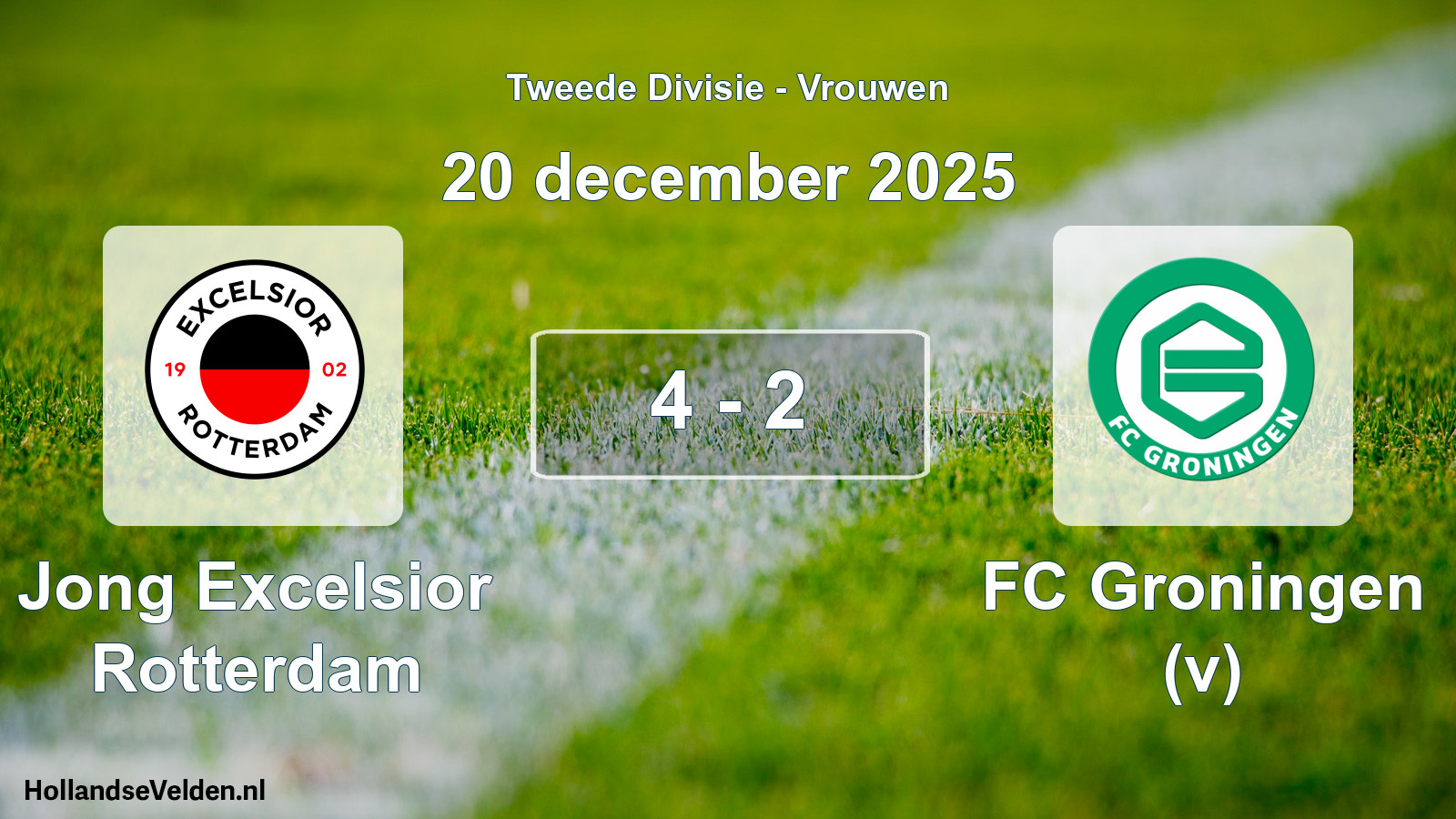 Gespeelde wedstrijd: Jong Excelsior Rotterdam - FC Groningen (v) 4 - 2 (20 december 2025)
