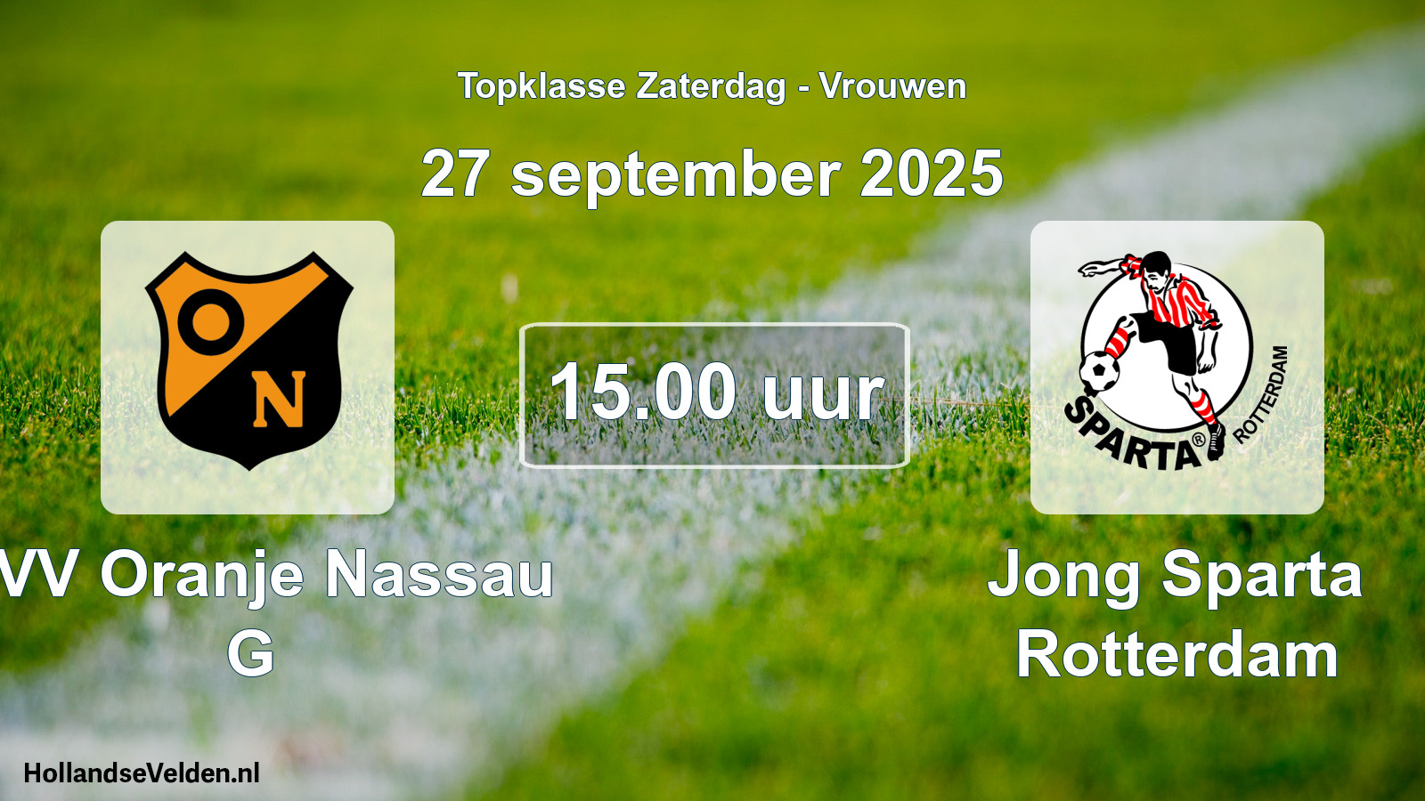 Scheduled Match: CVV Oranje Nassau G - Jong Sparta Rotterdam (27 September 2025)