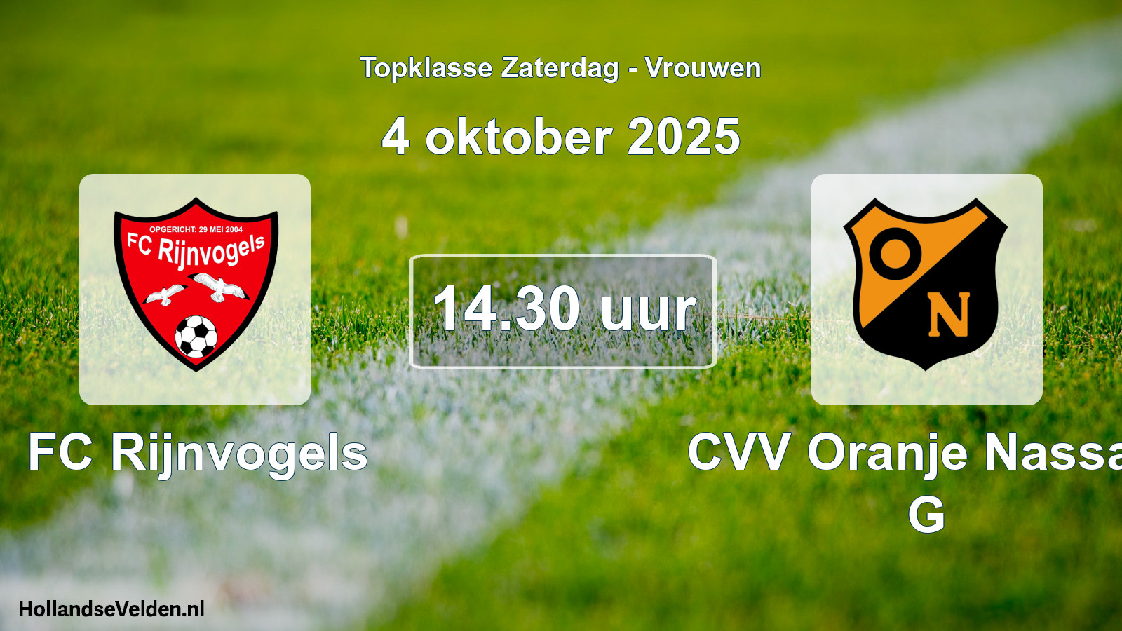 Scheduled Match: FC Rijnvogels - CVV Oranje Nassau G (4 October 2025)