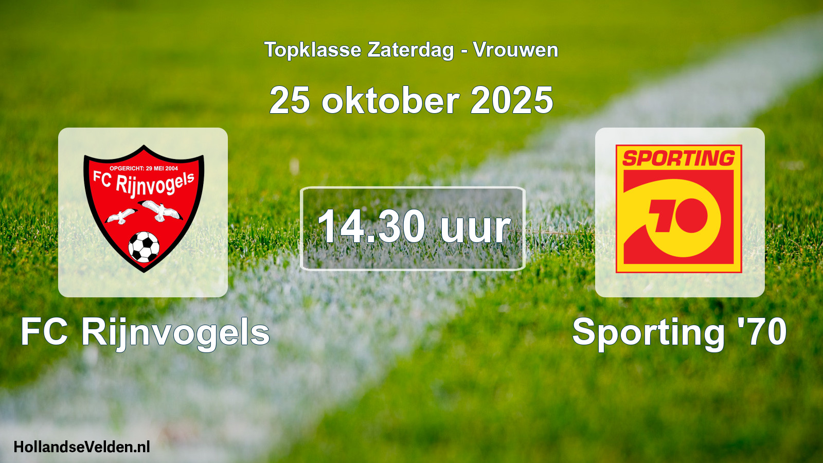 Scheduled Match: FC Rijnvogels - Sporting '70 (25 October 2025)