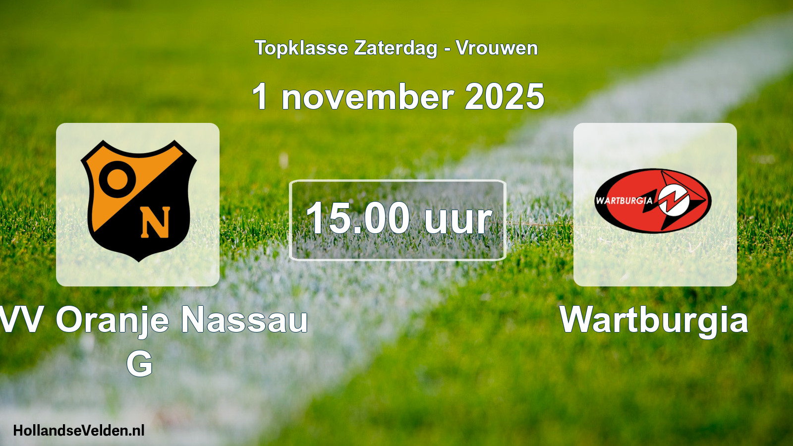 Scheduled Match: CVV Oranje Nassau G - Wartburgia (1 November 2025)