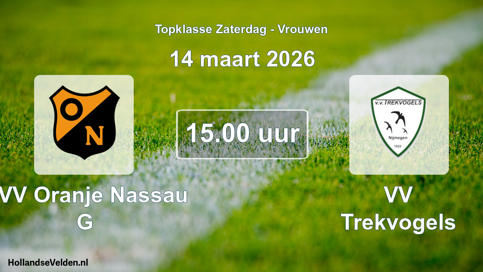 Scheduled Match: CVV Oranje Nassau G - VV Trekvogels (14 March 2026)