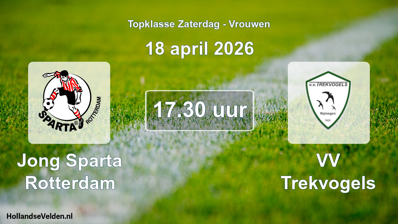 Geplande wedstrijd: Jong Sparta Rotterdam - VV Trekvogels (18 april 2026)