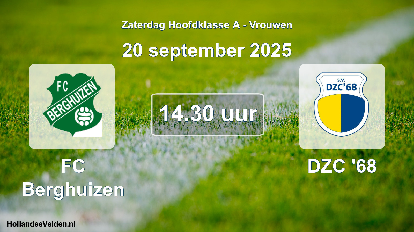 Geplande wedstrijd: FC Berghuizen - DZC '68 (20 september 2025)