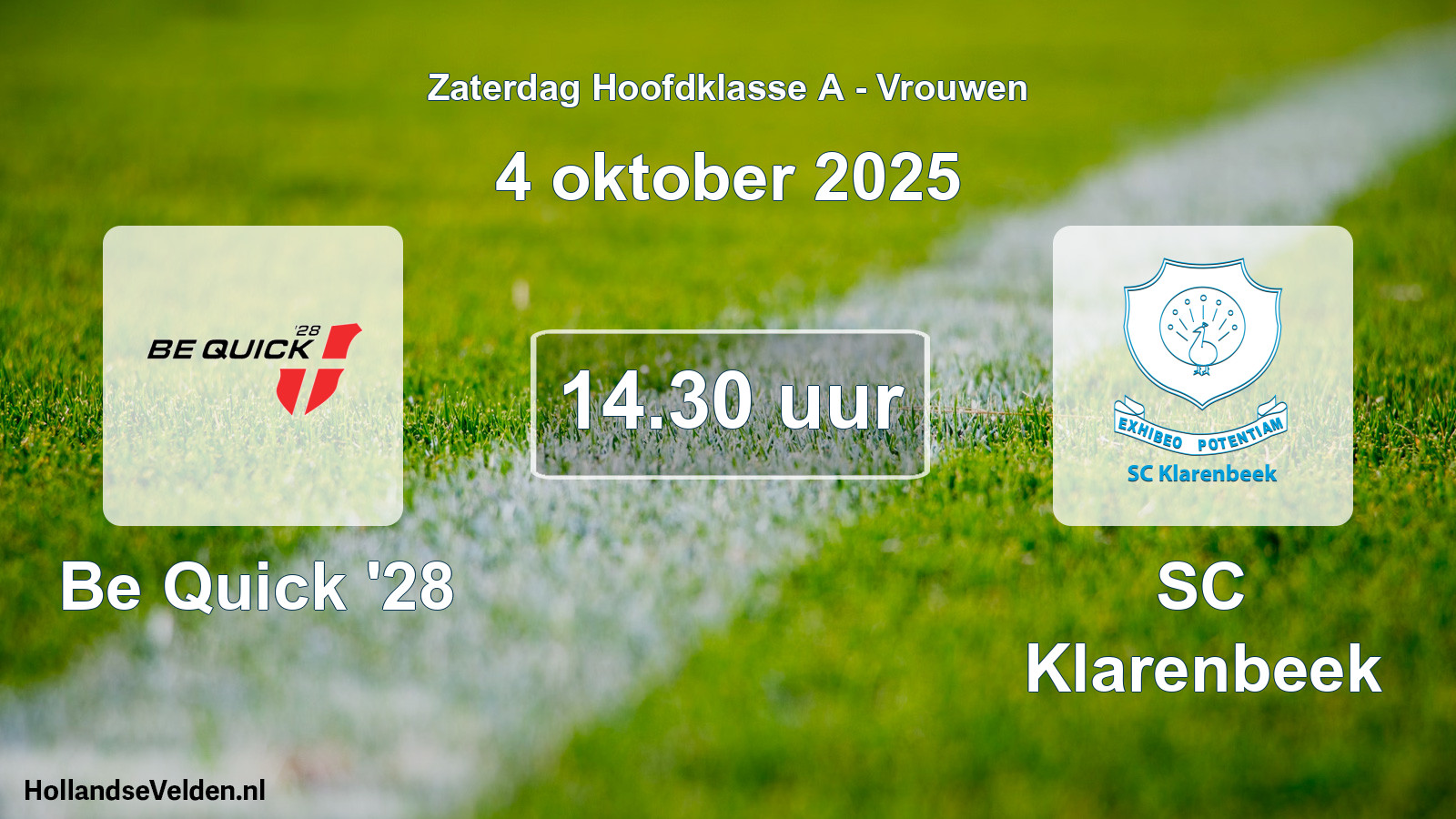 Scheduled Match: Be Quick '28 - SC Klarenbeek (4 October 2025)