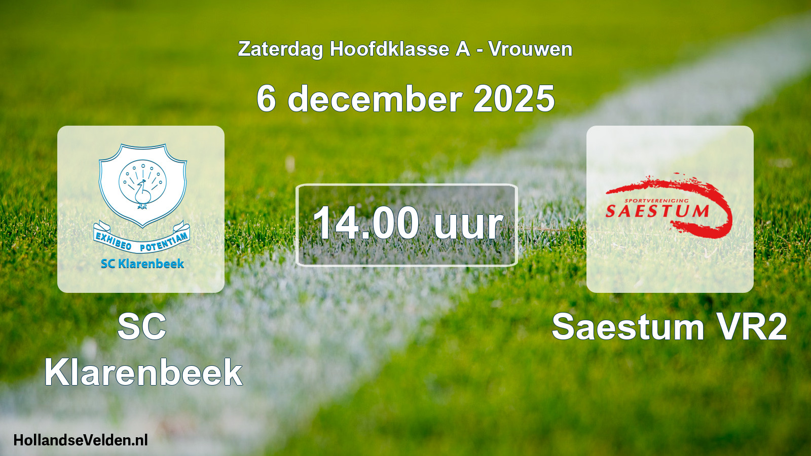 Geplande wedstrijd: SC Klarenbeek - Saestum VR2 (6 december 2025)