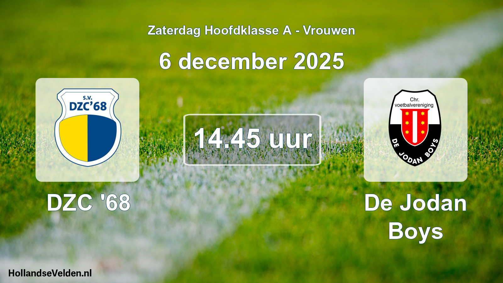 Scheduled Match: DZC '68 - De Jodan Boys (6 December 2025)