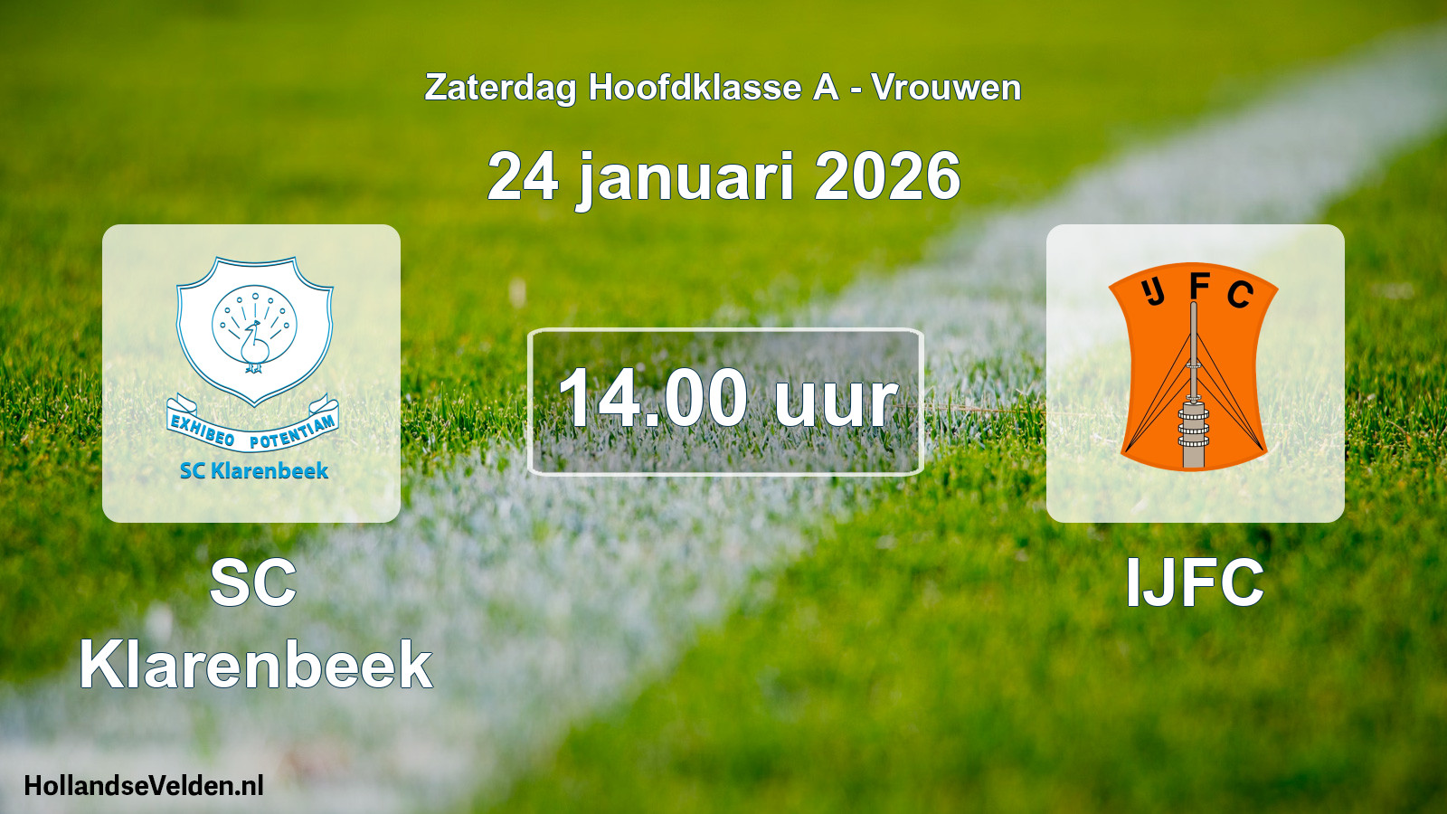 Geplande wedstrijd: SC Klarenbeek - IJFC (24 januari 2026)
