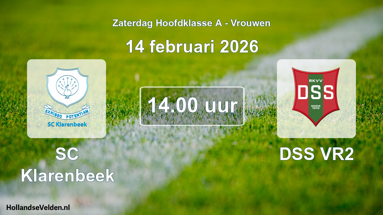 Scheduled Match: SC Klarenbeek - DSS VR2 (14 February 2026)