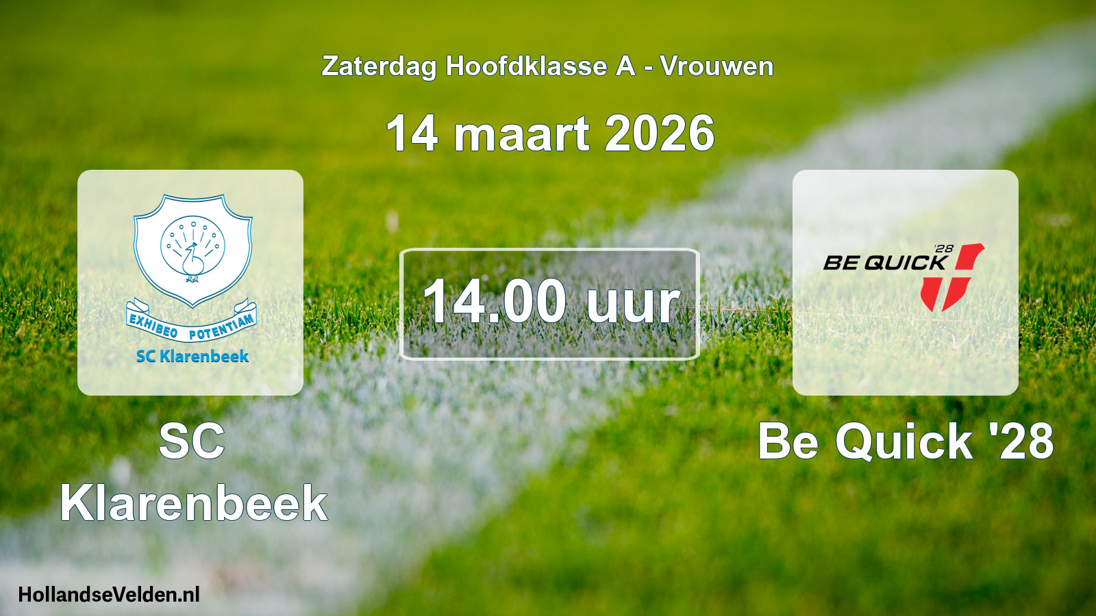 Scheduled Match: SC Klarenbeek - Be Quick '28 (14 March 2026)