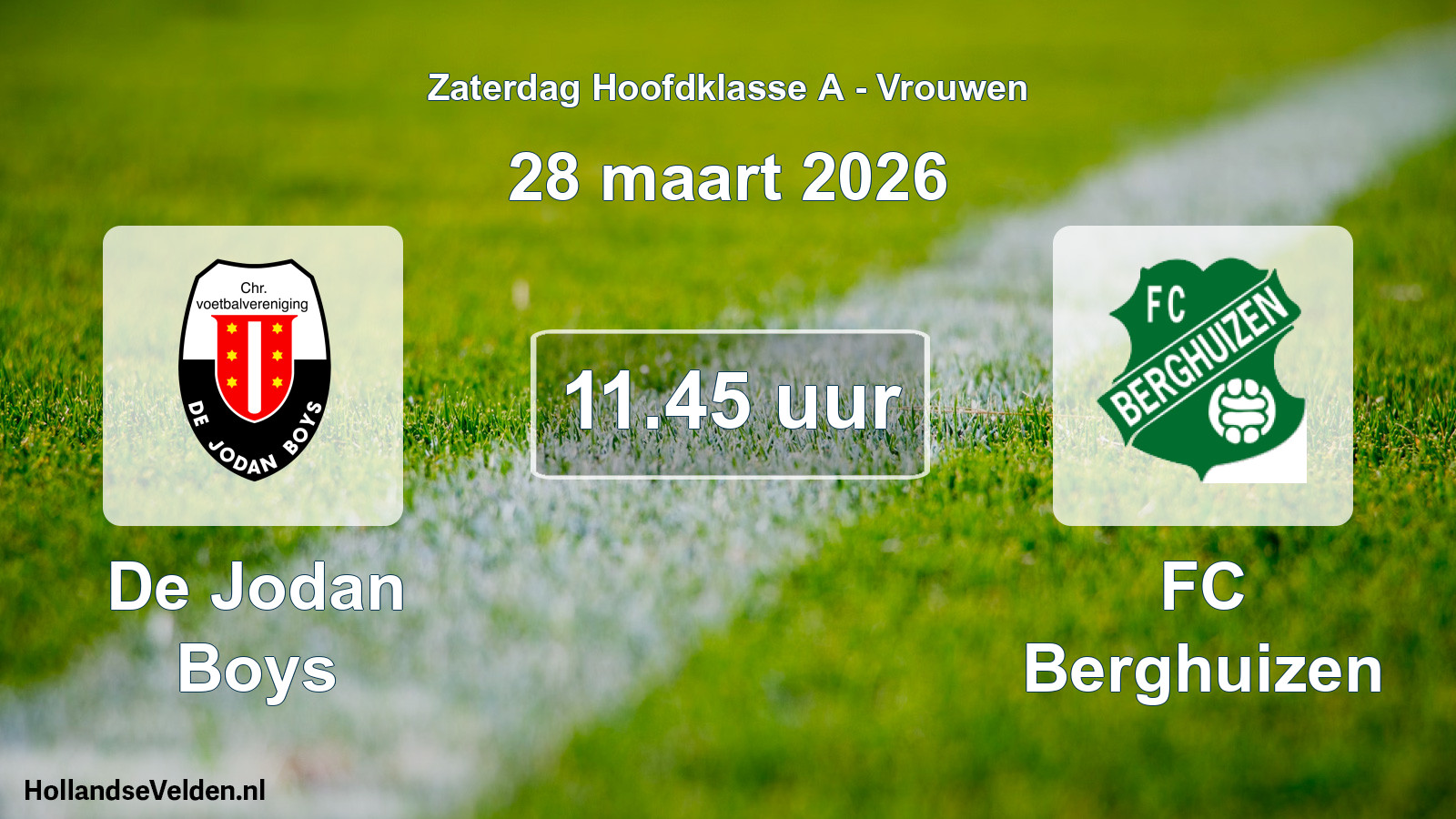 Scheduled Match: De Jodan Boys - FC Berghuizen (28 March 2026)